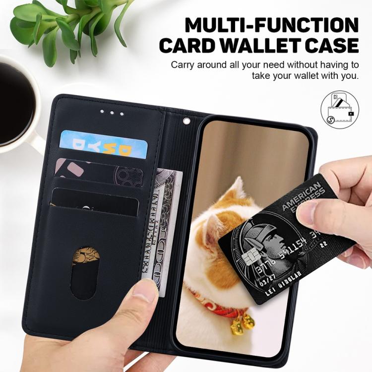 Funda de cuero RFID con diseño de gatos para Redmi A5 4G (171,7 mm) (negro)