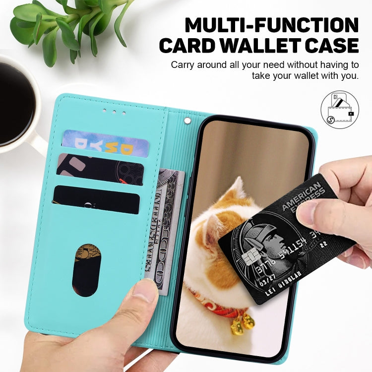 Funda de Cuero Rfid para Sony Xperia 5 V con Diseño de Gatos (Verde)