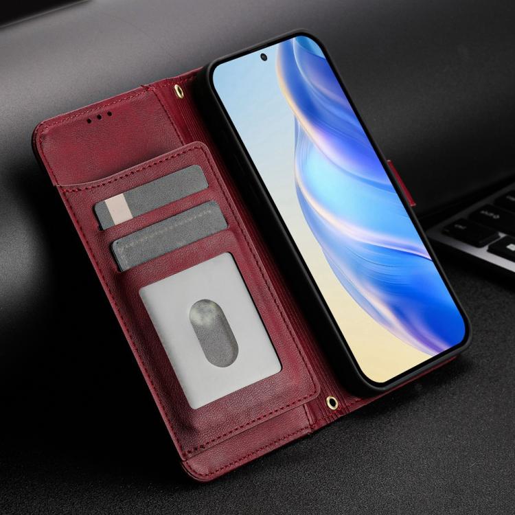 Funda de Cuero con Cremallera para Tecno Camon 40 Pro 4G con Ranuras para Tarjetas (Rojo Oscuro)