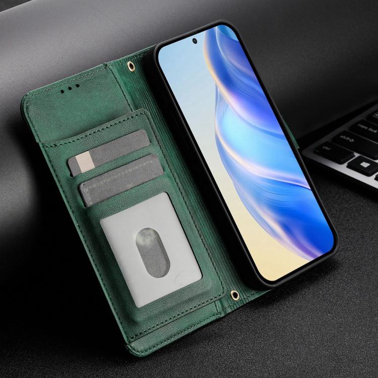 Funda de cuero con cremallera y ranuras para múltiples tarjetas para Tecno Camon 40 Premier (verde)