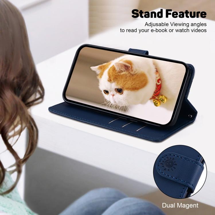 Funda de cuero RFID con diseño de gatos para Infinix Hot 50 Pro 4G (azul)