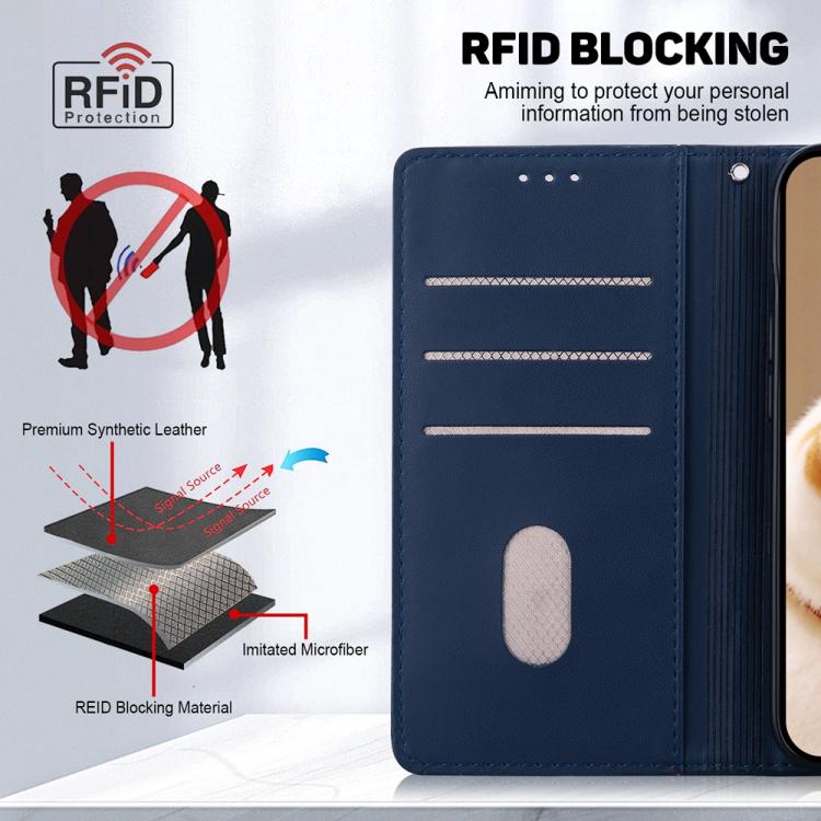 Funda de cuero RFID con diseño de gatos para Infinix Hot 50 Pro 4G (azul)