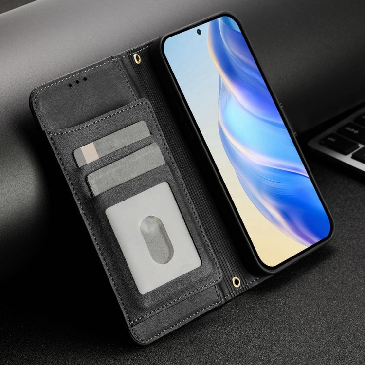 Funda de Cuero con Cremallera y Ranuras para Tarjetas para TCL 50 Pro Nxtpaper (Negro)