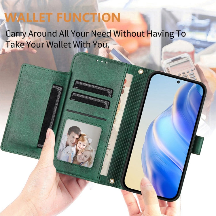 Funda de Cuero con Cremallera y Ranuras para Tarjetas para TCL 50 Pro Nxtpaper (Verde)