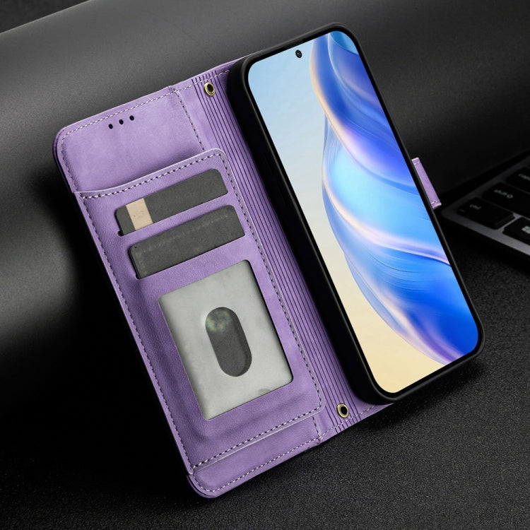 Funda de Cuero con Cremallera y Ranuras para Tarjetas para Ulefone Note 14 (Morado)