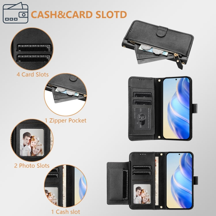 Funda Cuero Tipo Billetera Sony Xperia 5 Iv con Cremallera y Ranuras para Tarjetas (Negra)