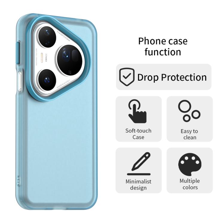 Funda híbrida de TPU y PC a prueba de golpes para Huawei Pura 80 Ultra Candy (azul)