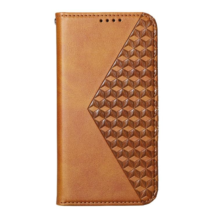 Funda de Cuero Magnética Textura Becerro Cuadrícula Cúbica para OnePlus 13R/Ace 5/Ace 5 Pro (Amarillo)