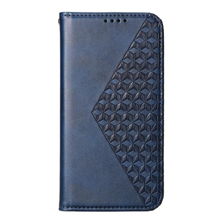 Funda de Cuero Magnética Textura Becerro y Cuadrícula Cúbica para OnePlus 13R / Ace 5 / Ace 5 Pro (Azul)