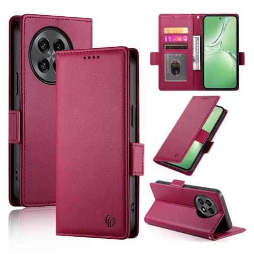 Funda de Cuero Esmerilado con Hebilla Lateral Magnética para OnePlus 13R Ace 5 Ace 5 Pro (Rojo Vino)