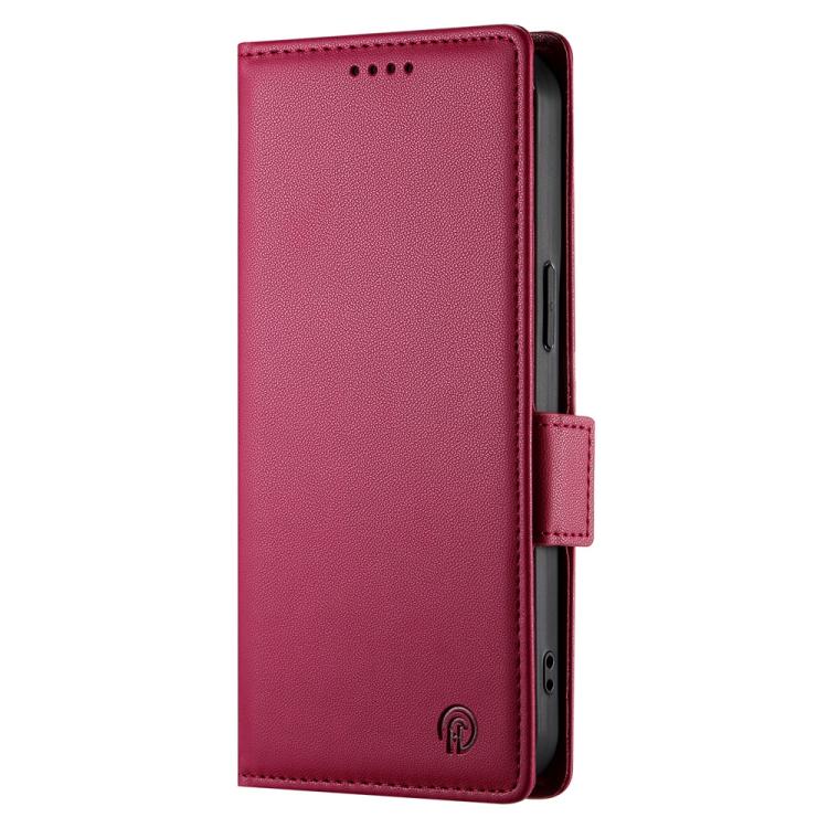 Funda de Cuero Esmerilado con Hebilla Lateral Magnética para OnePlus 13R Ace 5 Ace 5 Pro (Rojo Vino)