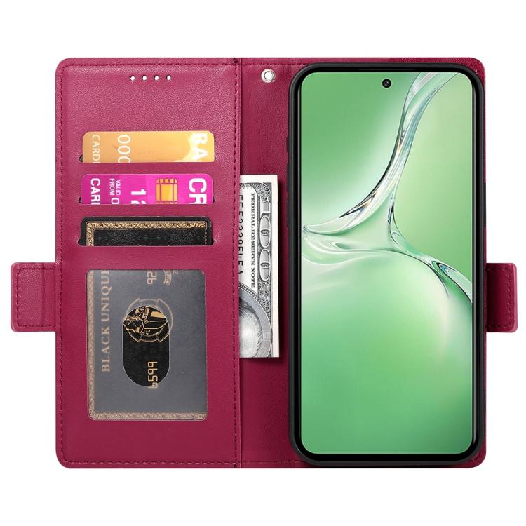 Funda de Cuero Esmerilado con Hebilla Lateral Magnética para OnePlus 13R Ace 5 Ace 5 Pro (Rojo Vino)