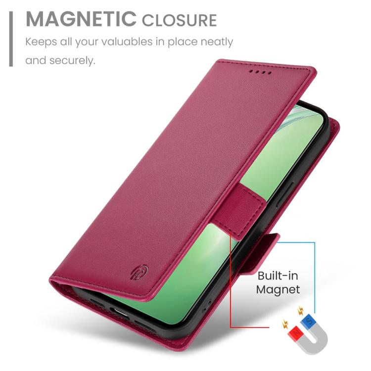 Funda de Cuero Esmerilado con Hebilla Lateral Magnética para OnePlus 13R Ace 5 Ace 5 Pro (Rojo Vino)
