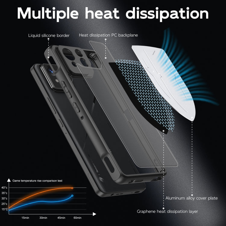 Estuche para Teléfono 3 en 1 con Refrigeración para Asus Rog Phone 8/8 Pro (Plateado)