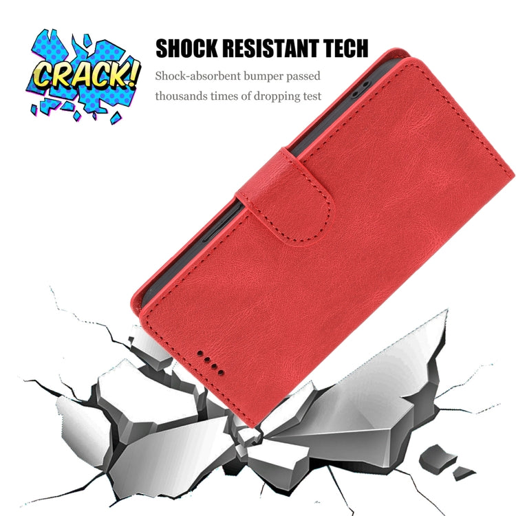 Funda de Piel de Becerro para iPhone 16E con Textura de Piel de Fantasía (Rojo)