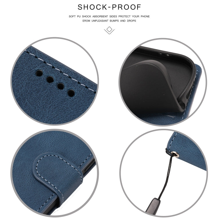 Funda de Piel de Becerro para iPhone 16E con Textura de Piel de Fantasía (Azul)