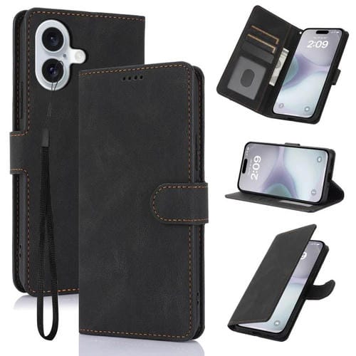 Funda de piel de becerro con textura de fantasía para iPhone 17 (negra)