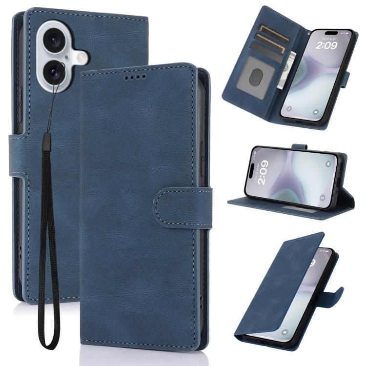 Funda de piel de becerro con textura de fantasía para iPhone 17 (azul)
