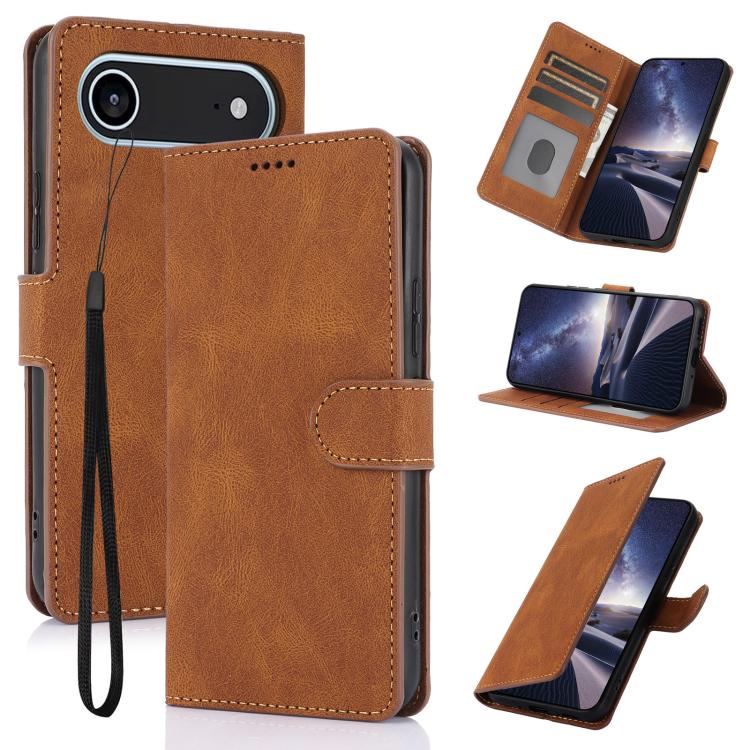 Funda de piel de becerro con textura de fantasía para iPhone 17 Air (marrón)