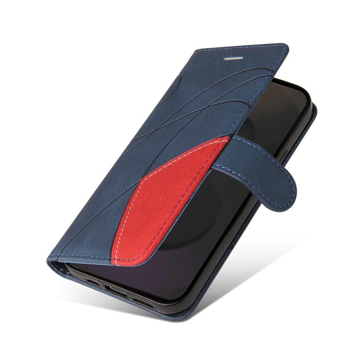 Funda de cuero con tapa y dos colores para Samsung Galaxy S25 FE 5G (azul)