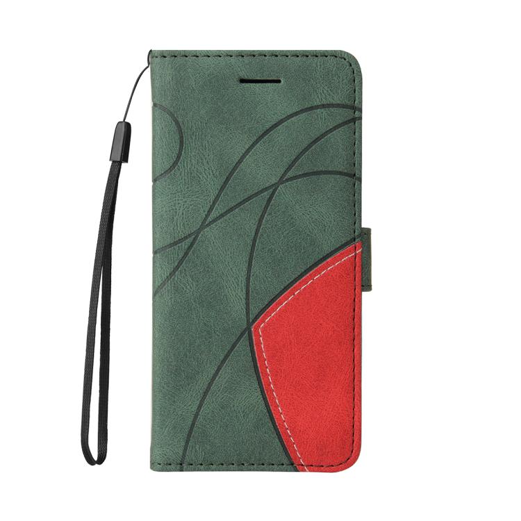 Funda de cuero con tapa y dos colores para Samsung Galaxy S25 FE 5G (verde)
