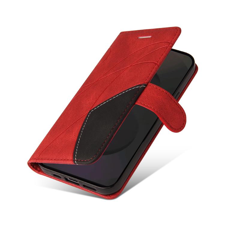 Funda de cuero con tapa y dos colores para Samsung Galaxy S25 FE 5G (roja)