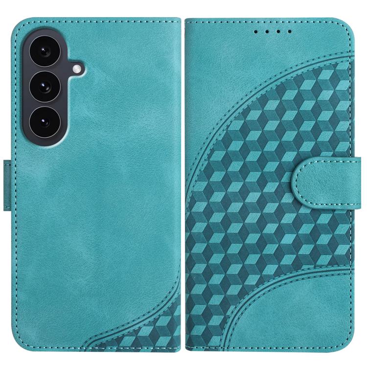 Funda de cuero con relieve de cabeza de elefante y cordón para Samsung Galaxy S25 FE 5G (azul claro)