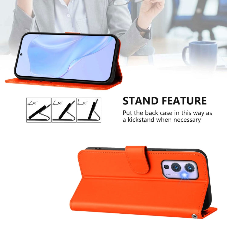 Funda de Piel para OnePlus 9 con Cordón (Naranja)