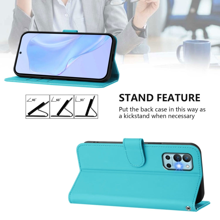 Funda de Piel con Cordón para OnePlus 9R/8T con Tacto de Piel (Azul Lago)