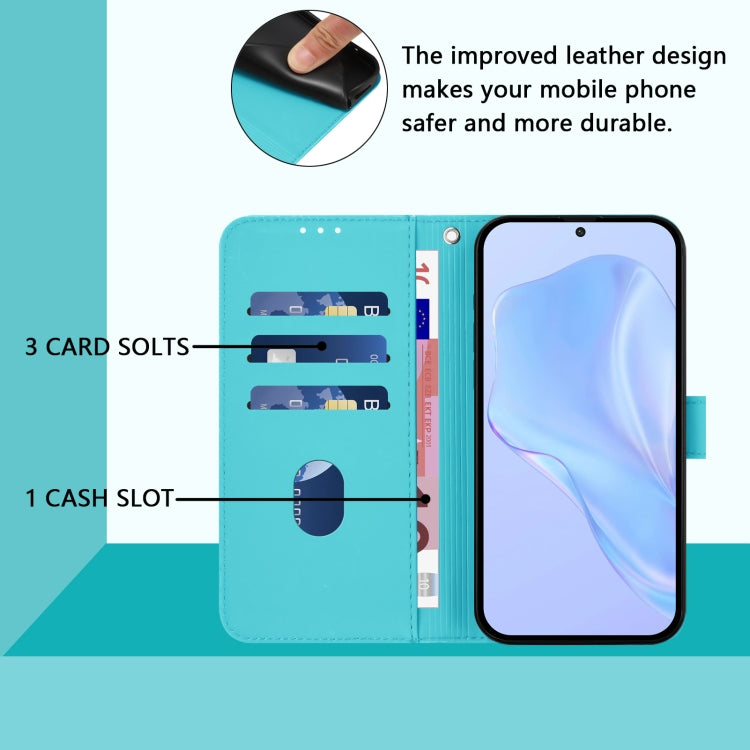 Funda de Piel con Cordón para OnePlus 9R/8T con Tacto de Piel (Azul Lago)