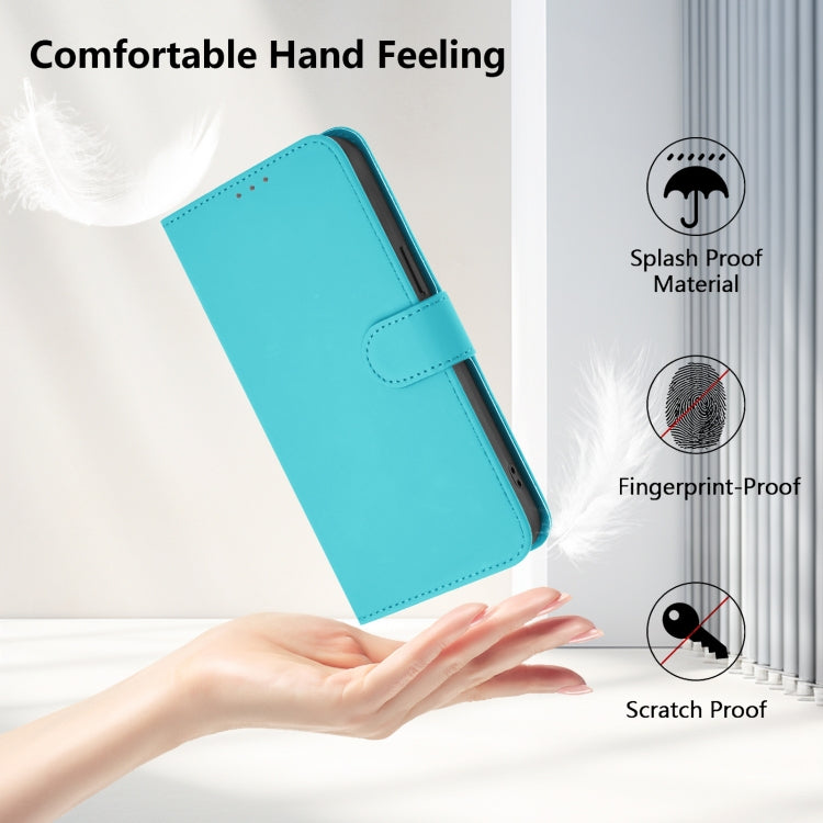 Funda de Piel con Cordón para OnePlus 9R/8T con Tacto de Piel (Azul Lago)