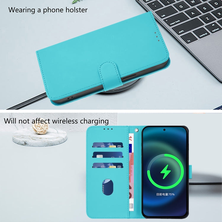 Funda de Piel con Cordón para OnePlus 9R/8T con Tacto de Piel (Azul Lago)