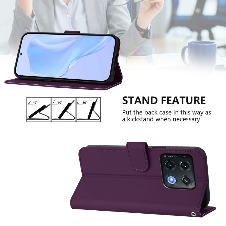 Funda de Cuero con Cordón para OnePlus 10 Pro 5G con Tacto de Piel (Violeta)