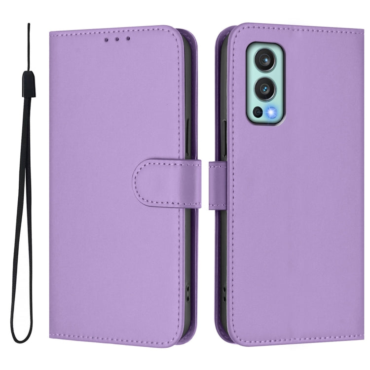 Funda de Cuero con Cordón para OnePlus Nord 2 5G (Morado Lavanda)
