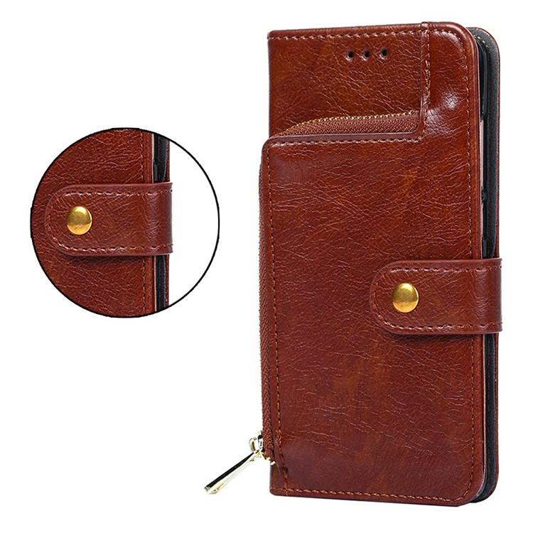Funda de cuero con cremallera para Samsung Galaxy Xcover 7 Pro 5G (marrón)