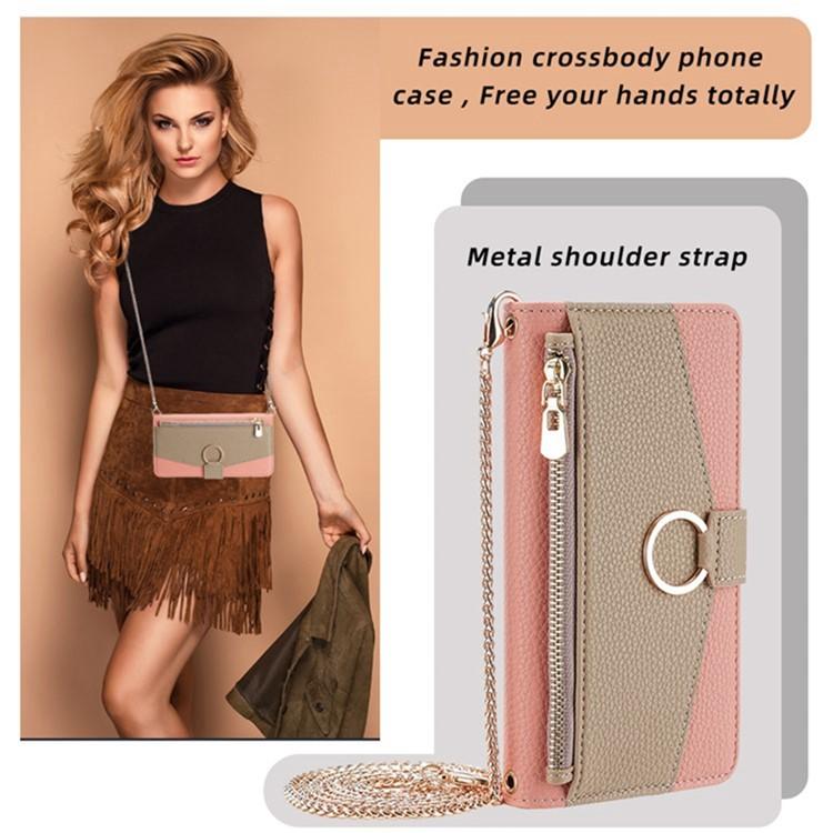 Funda de cuero con textura de lichi para Samsung Galaxy F06 5G (rosa)