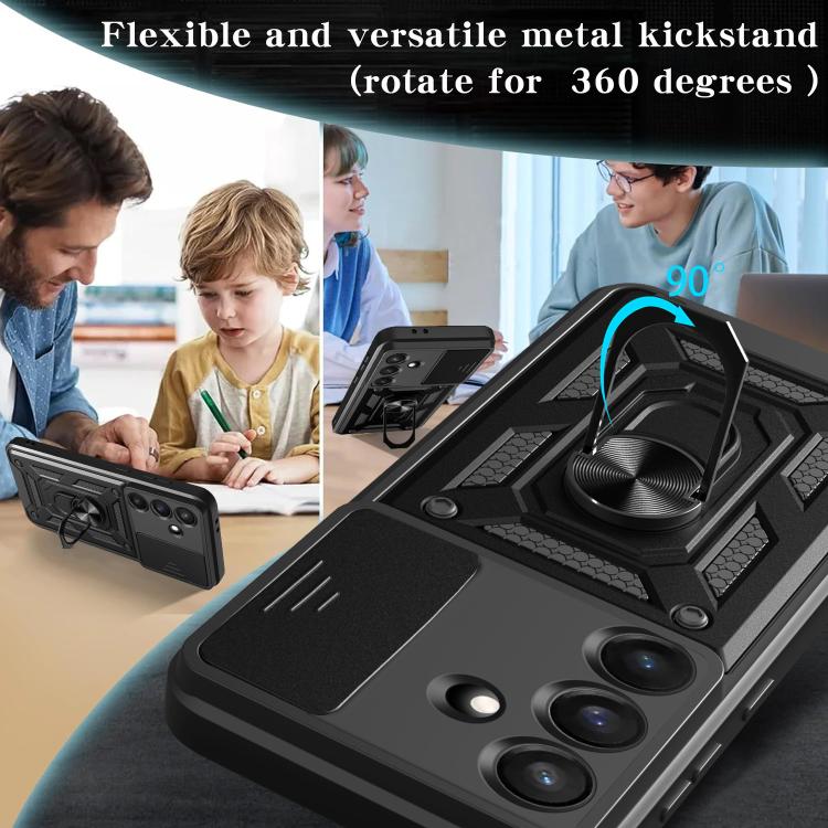 Funda de TPU y PC con diseño de cámara deslizante para Samsung Galaxy S25 FE 5G (plateada)