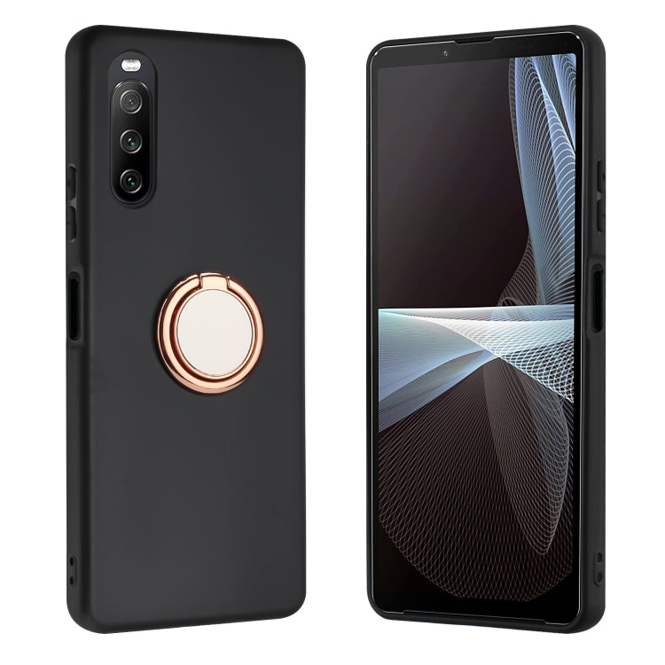 Funda TPU con Soporte de Anillo para Sony Xperia 10 Iv (Oro Rosa)
