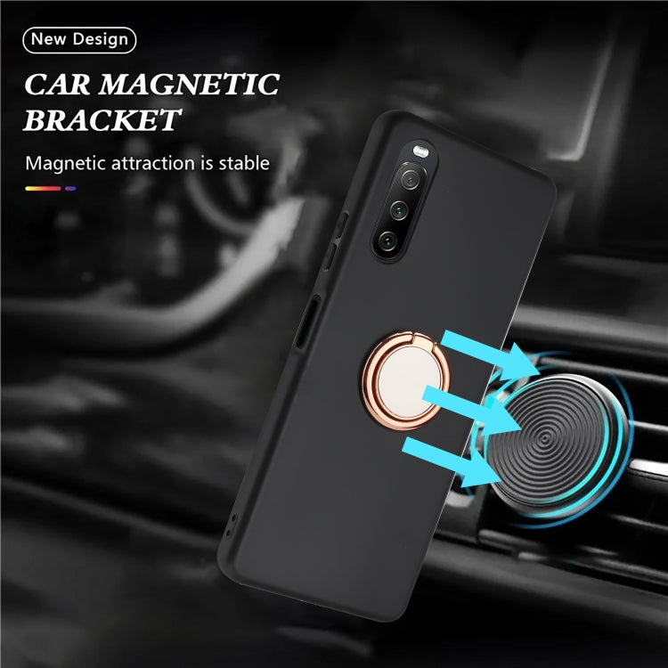Funda TPU con Soporte de Anillo para Sony Xperia 10 Iv (Oro Rosa)