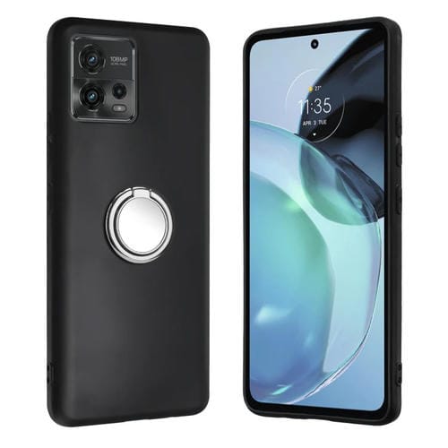 Funda TPU con Soporte de Anillo para Motorola Moto G72 (Plateada)