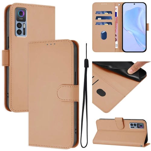 Funda de Cuero con Cordón para Teléfono TCL 30 4G / 30 5G / 30+ Tacto de Piel (Desnudo)