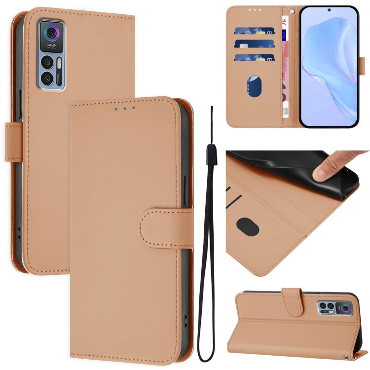 Funda de Cuero con Cordón para Teléfono TCL 30 4G / 30 5G / 30+ Tacto de Piel (Desnudo)