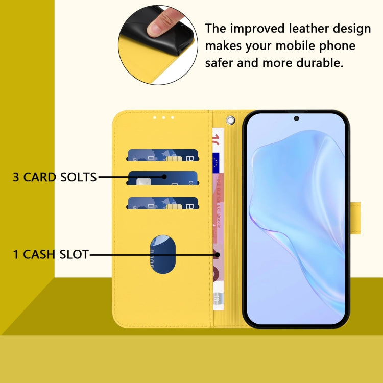 Funda de Cuero con Cordón para Teléfono TCL 30 4G 30 5G 30+ Tacto Piel (Amarillo Limón)