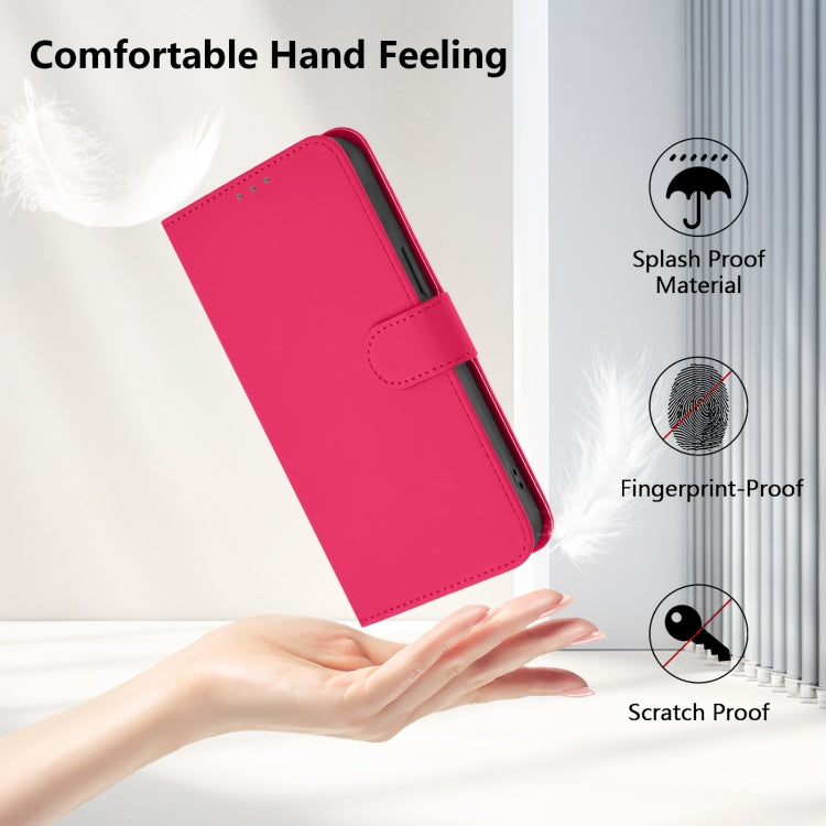 Funda de Cuero con Cordón para Teléfono TCL 30 4G 30 5G 30+ Tacto de Piel (Rosa Rojo)