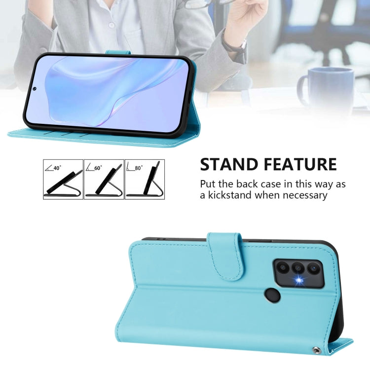 Funda Piel para TCL 30 Se con Cordón Tacto Suave (Azul Cielo)
