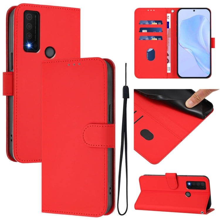 Funda Piel Sintética con Cordón para TCL 30 Xe 5G (Rojo)