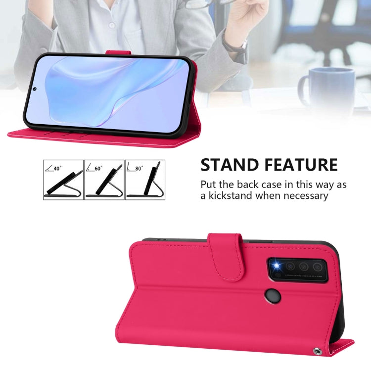 Funda Piel Sintética + Cordón para TCL 30 Xe 5G (Rosa y Rojo)