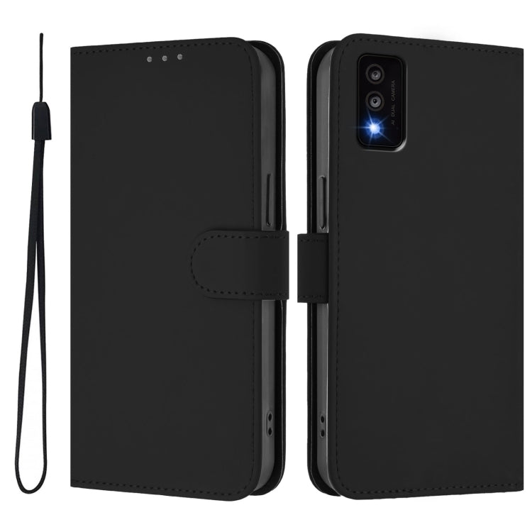 Funda de Piel Sintética con Cordón para Teléfono TCL 30T (Negro)