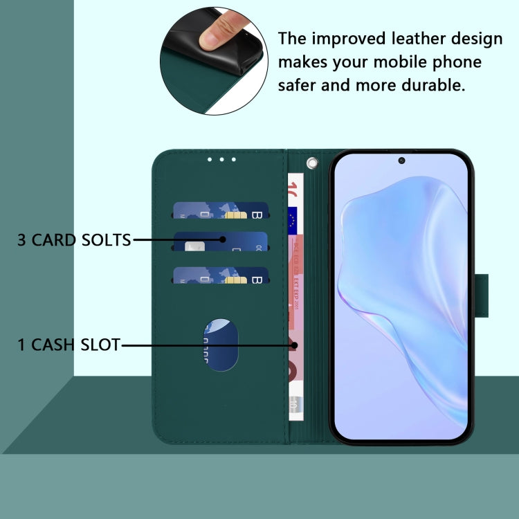 Funda de Piel Sintética con Cordón para Teléfono TCL 40 XL/40 T T608Dl (Verde Oscuro)