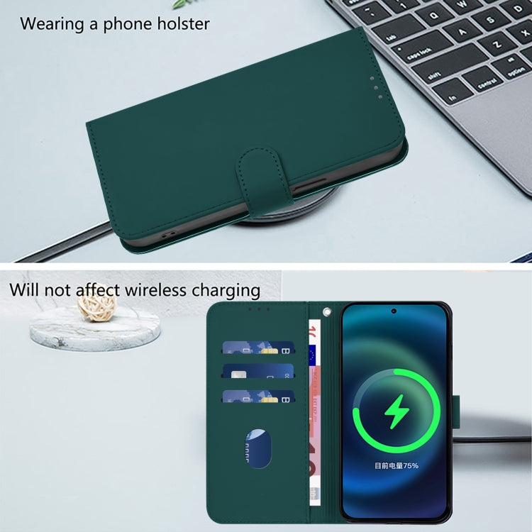 Funda de Piel Sintética con Cordón para Teléfono TCL 40 XL/40 T T608Dl (Verde Oscuro)